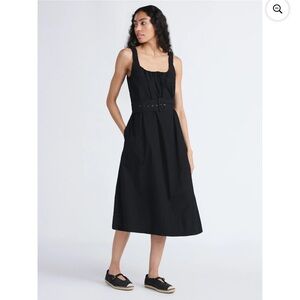 Free Assembly Belted Cotton Utility Black Midi Dress NWT Large (12-14)